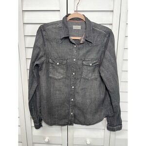 Thread & Supply Long Sleeve Pearl Snap Button Down Top Size Medium Vintage Black